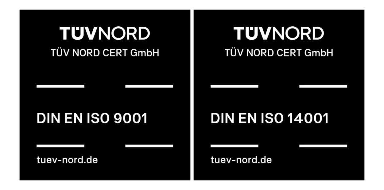 ISO-Zertifikate der TÜV NORD nach DIN EN ISO 9001 und DIN EN ISO 14001 für Qualitäts- und Umweltmanagement der DWD Concepts