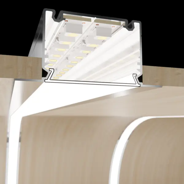 Einbausituation der LED-Lichtleiste COULSON – eingelassen in Holzvertäfelung – elegante Wandbeleuchtung von DWD Concepts