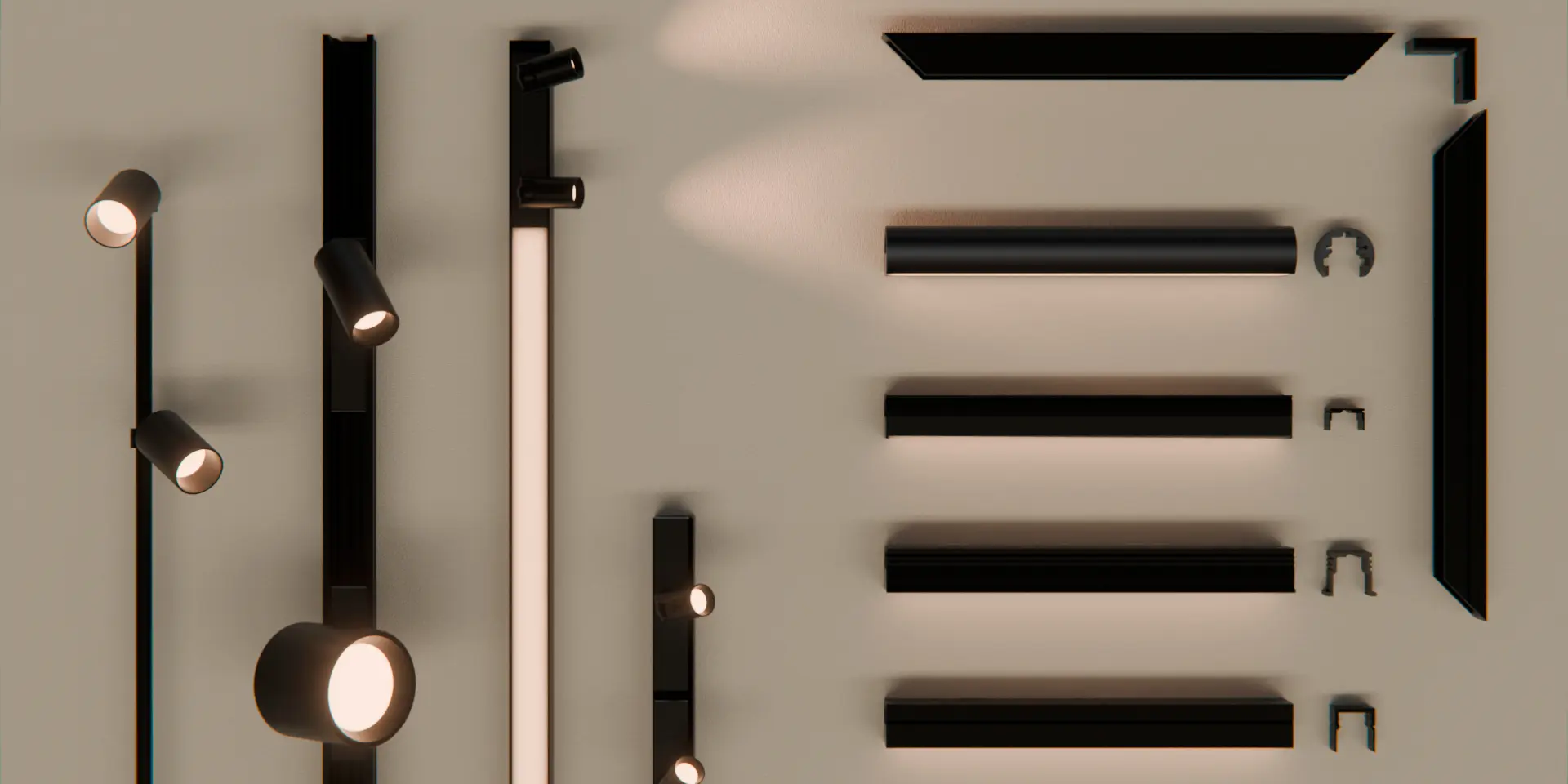 Auszug aus dem INWI Linda Sortiment – innovative LED-Lichtlösungen mit vielfältigen Komponenten und Zubehör