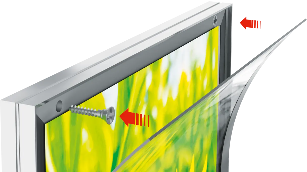 LED-Leuchtrahmen ACE Panel 15 mit Bohrung für verschraubte Montage an Rückwänden